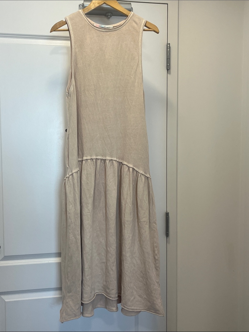 Free People Beach Sleeveless Beige Tiered Maxi Dress